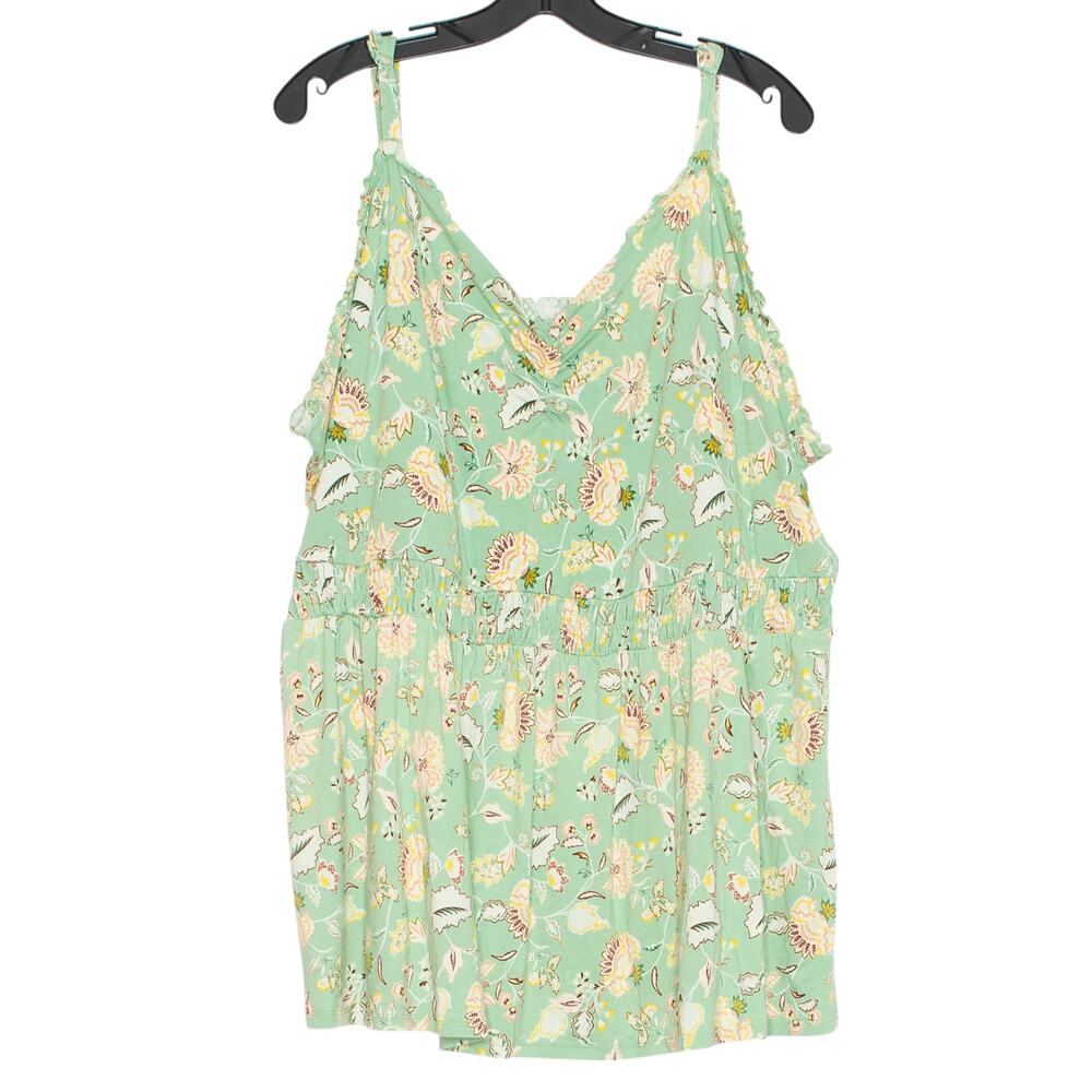 Torrid Super Soft Babydoll Top Floral Green Boho Cottagecore Y2K Plus Size 6 6X